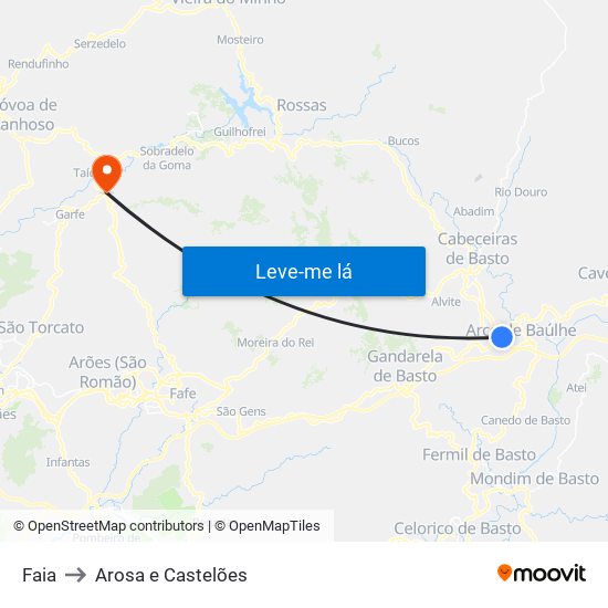 Faia to Arosa e Castelões map