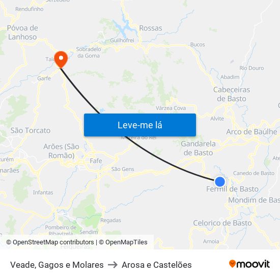 Veade, Gagos e Molares to Arosa e Castelões map