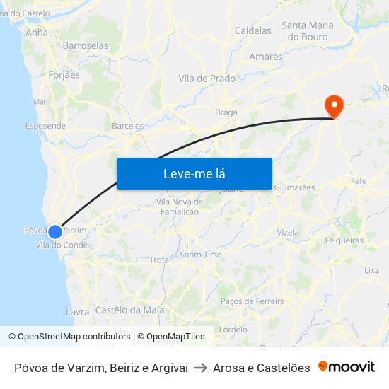 Póvoa de Varzim, Beiriz e Argivai to Arosa e Castelões map