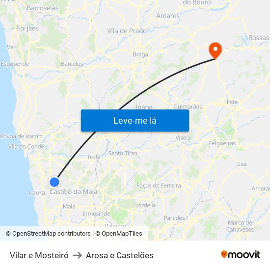 Vilar e Mosteiró to Arosa e Castelões map