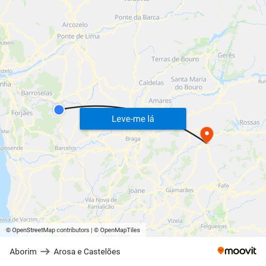 Aborim to Arosa e Castelões map