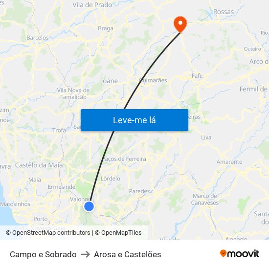 Campo e Sobrado to Arosa e Castelões map