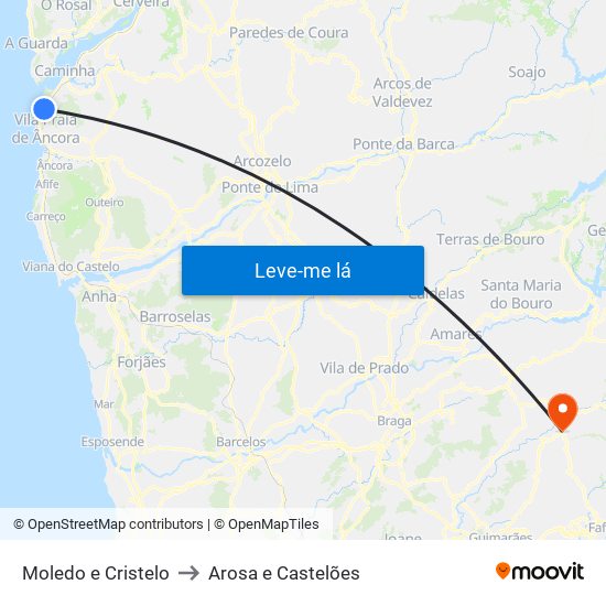 Moledo e Cristelo to Arosa e Castelões map