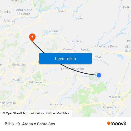 Bilhó to Arosa e Castelões map