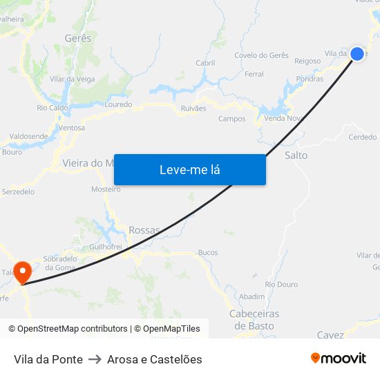 Vila da Ponte to Arosa e Castelões map