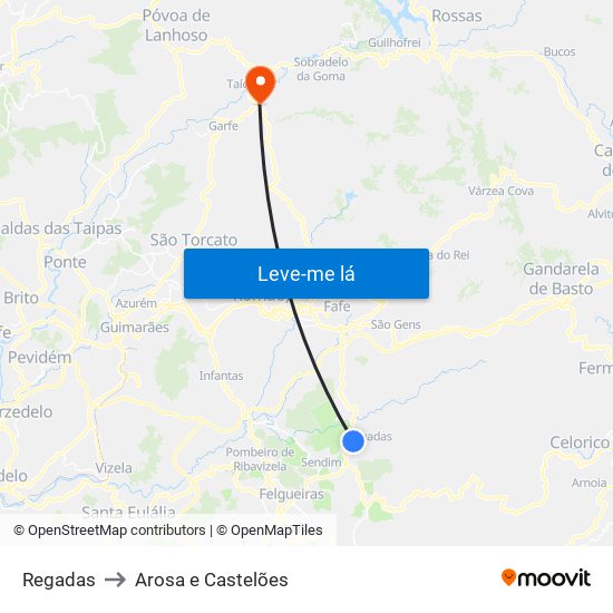 Regadas to Arosa e Castelões map