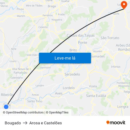 Bougado to Arosa e Castelões map