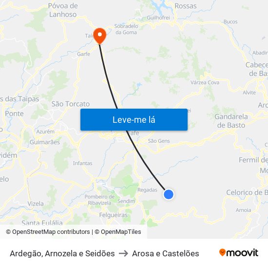 Ardegão, Arnozela e Seidões to Arosa e Castelões map