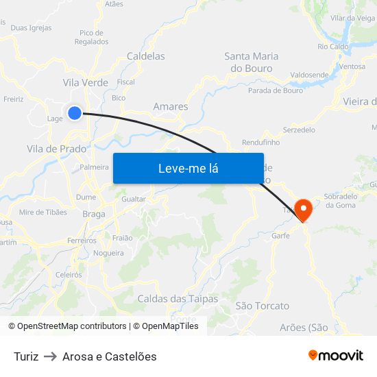 Turiz to Arosa e Castelões map