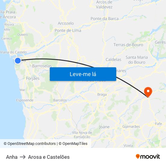 Anha to Arosa e Castelões map