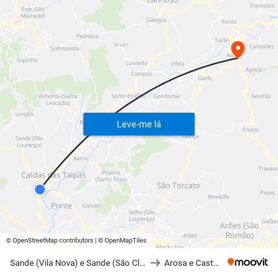 Sande (Vila Nova) e Sande (São Clemente) to Arosa e Castelões map