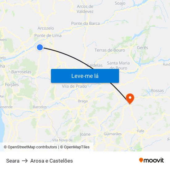 Seara to Arosa e Castelões map