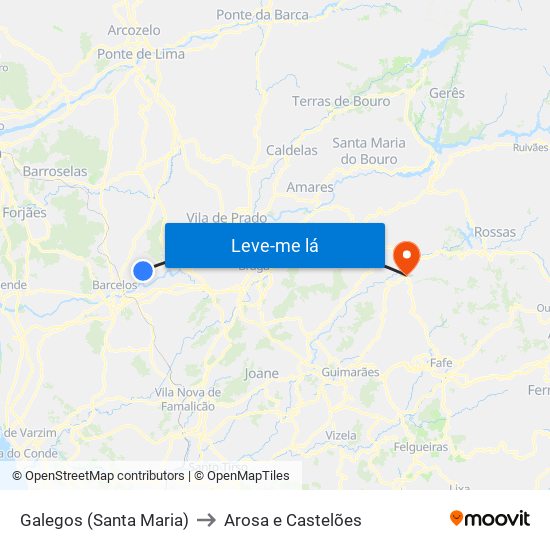 Galegos (Santa Maria) to Arosa e Castelões map