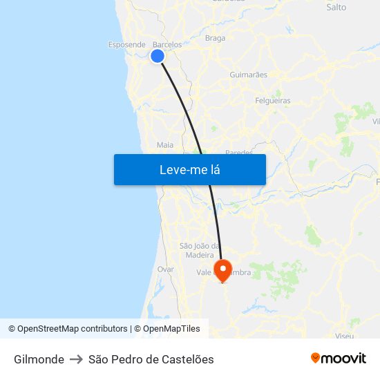 Gilmonde to São Pedro de Castelões map