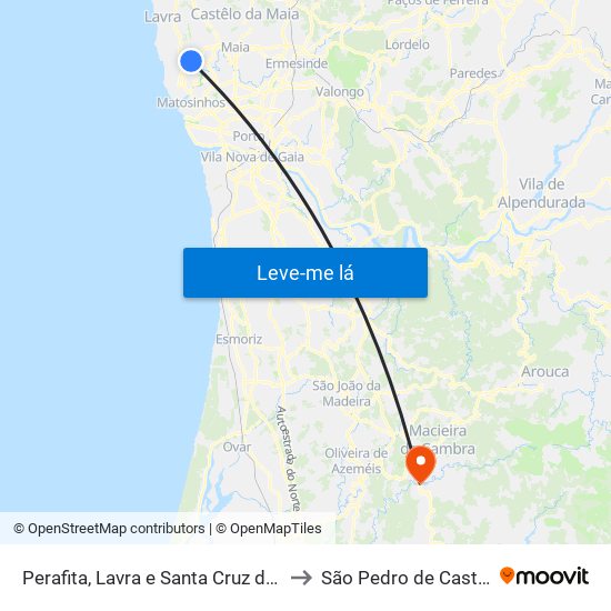 Perafita, Lavra e Santa Cruz do Bispo to São Pedro de Castelões map