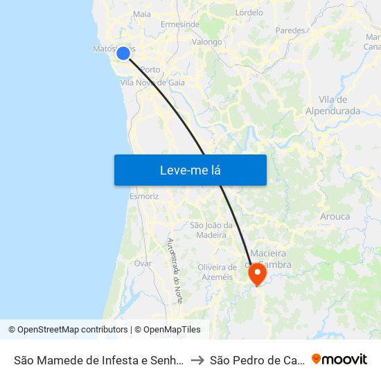 São Mamede de Infesta e Senhora da Hora to São Pedro de Castelões map