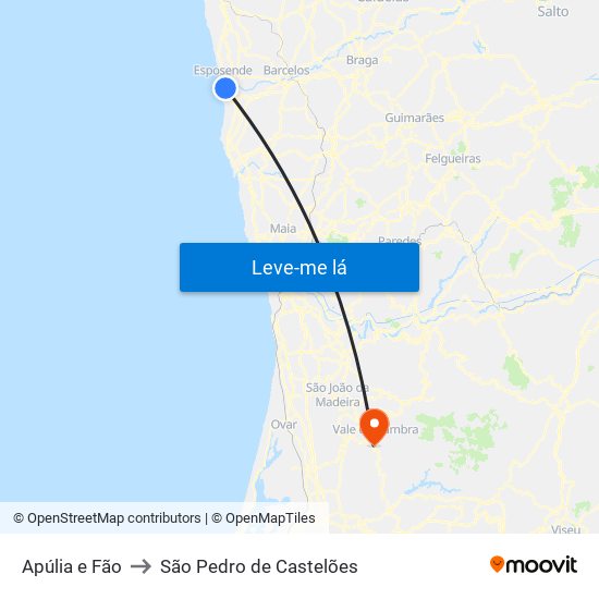 Apúlia e Fão to São Pedro de Castelões map