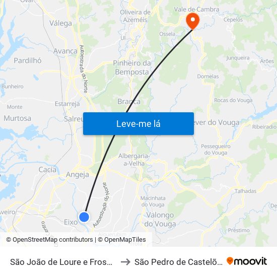 São João de Loure e Frossos to São Pedro de Castelões map