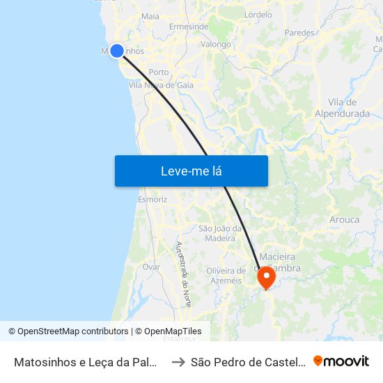 Matosinhos e Leça da Palmeira to São Pedro de Castelões map