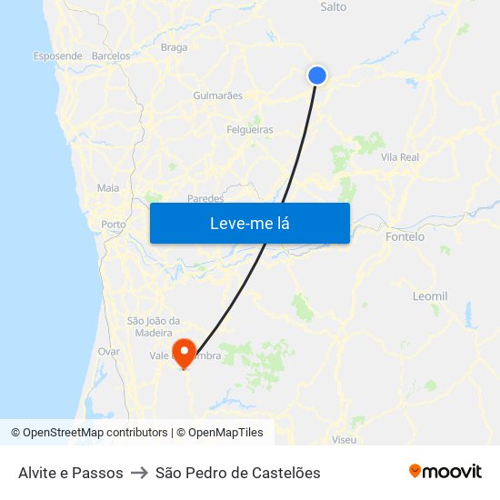 Alvite e Passos to São Pedro de Castelões map