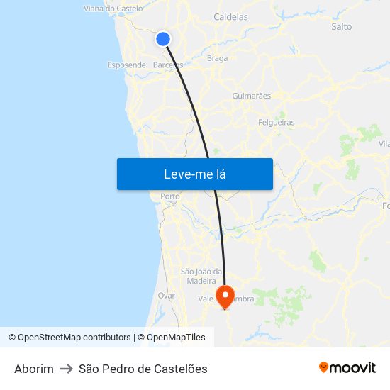 Aborim to São Pedro de Castelões map