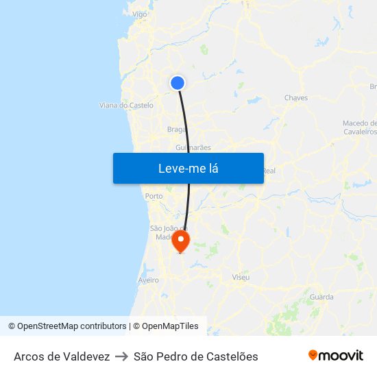 Arcos de Valdevez to São Pedro de Castelões map