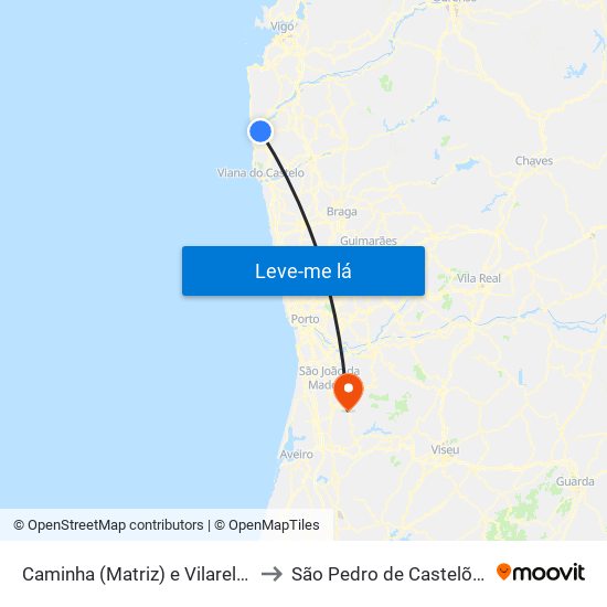 Caminha (Matriz) e Vilarelho to São Pedro de Castelões map