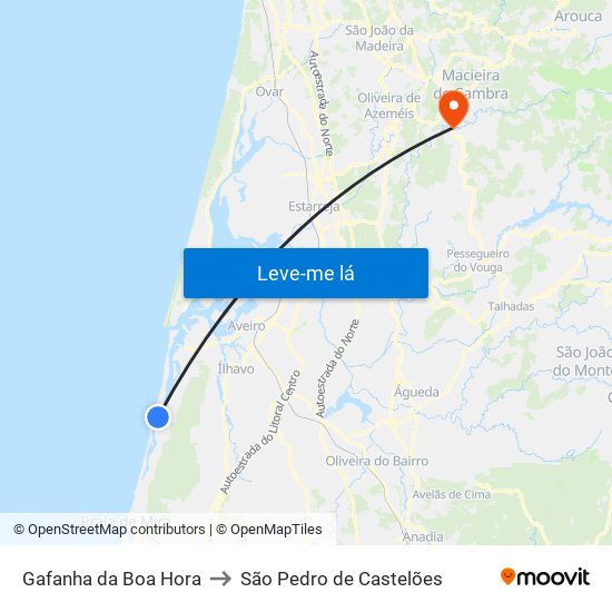 Gafanha da Boa Hora to São Pedro de Castelões map