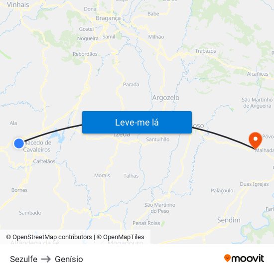 Sezulfe to Genísio map