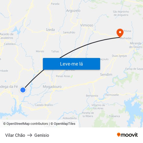 Vilar Chão to Genísio map