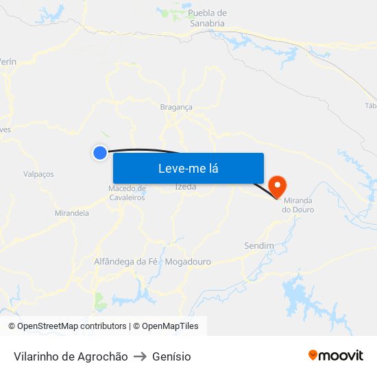 Vilarinho de Agrochão to Genísio map