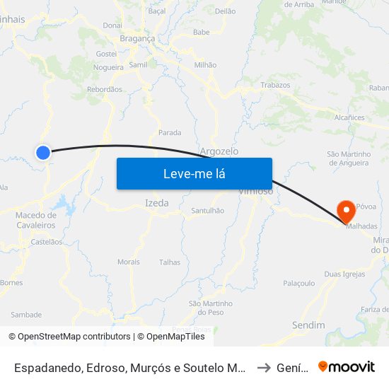 Espadanedo, Edroso, Murçós e Soutelo Mourisco to Genísio map