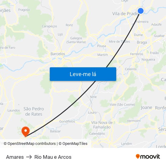 Amares to Rio Mau e Arcos map