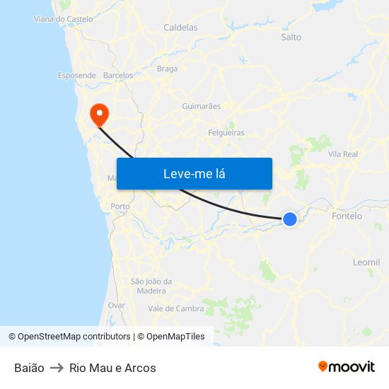 Baião to Rio Mau e Arcos map