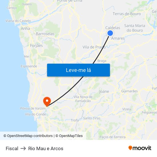 Fiscal to Rio Mau e Arcos map