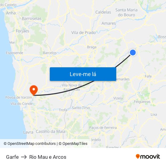 Garfe to Rio Mau e Arcos map
