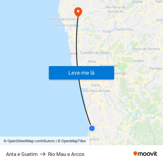 Anta e Guetim to Rio Mau e Arcos map