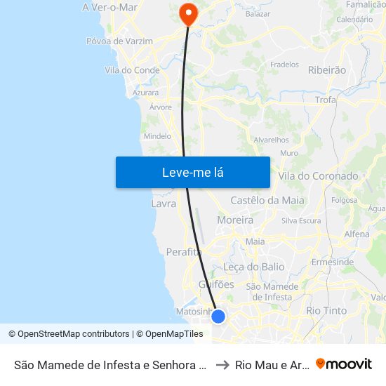 São Mamede de Infesta e Senhora da Hora to Rio Mau e Arcos map