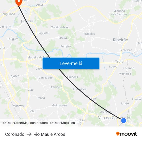 Coronado to Rio Mau e Arcos map