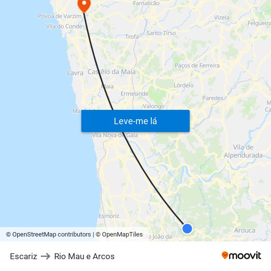 Escariz to Rio Mau e Arcos map