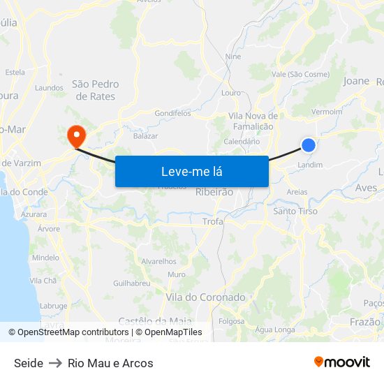 Seide to Rio Mau e Arcos map
