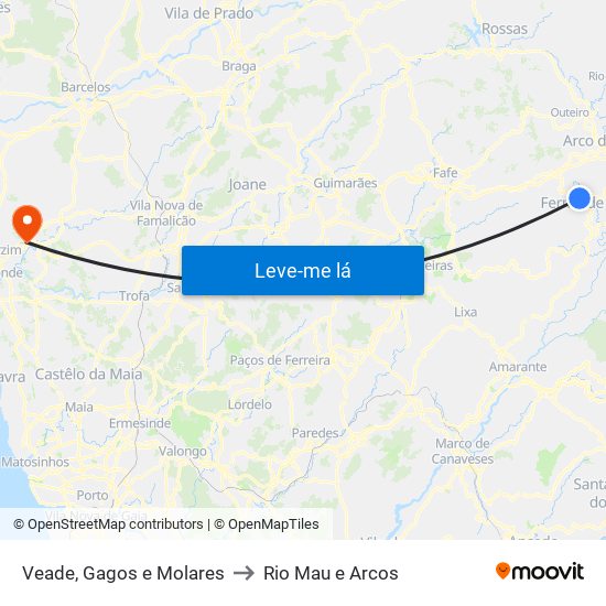 Veade, Gagos e Molares to Rio Mau e Arcos map