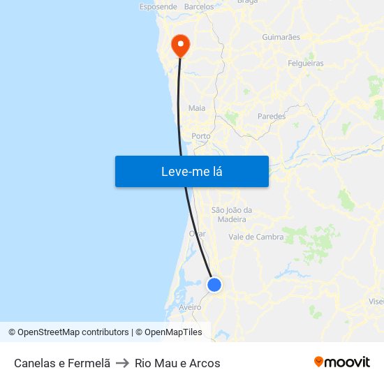 Canelas e Fermelã to Rio Mau e Arcos map