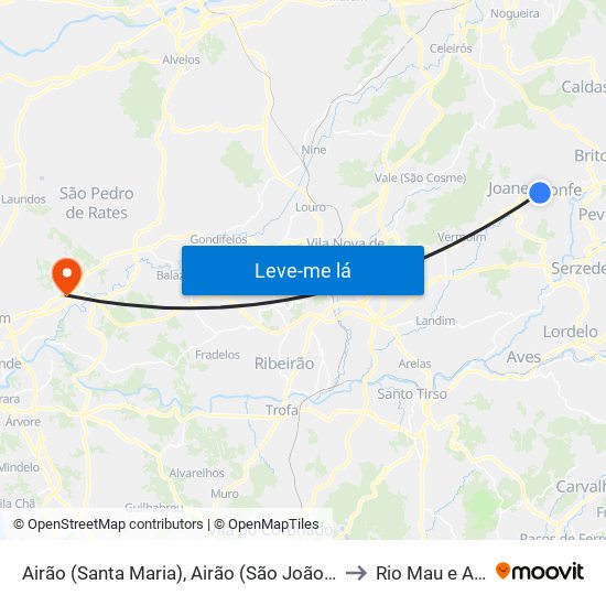 Airão (Santa Maria), Airão (São João) e Vermil to Rio Mau e Arcos map