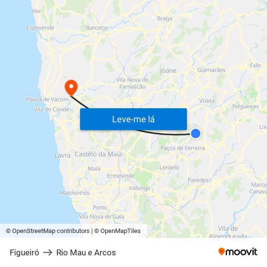 Figueiró to Rio Mau e Arcos map