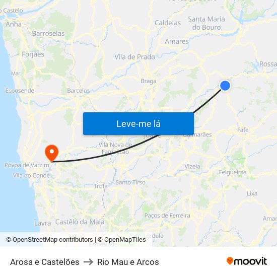 Arosa e Castelões to Rio Mau e Arcos map
