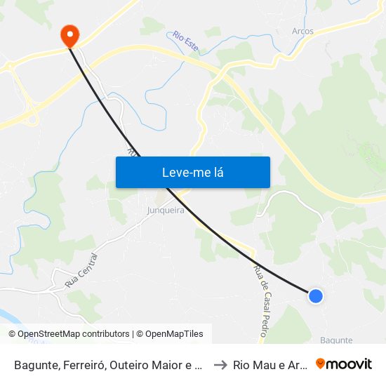 Bagunte, Ferreiró, Outeiro Maior e Parada to Rio Mau e Arcos map