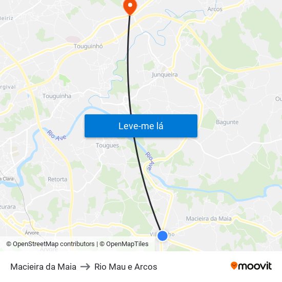 Macieira da Maia to Rio Mau e Arcos map