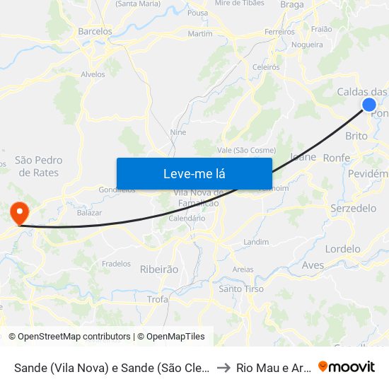 Sande (Vila Nova) e Sande (São Clemente) to Rio Mau e Arcos map