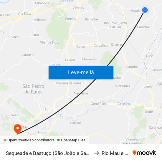 Sequeade e Bastuço (São João e Santo Estêvão) to Rio Mau e Arcos map